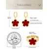 Qinpan Gold Plated Five Leaf Clover Rings and Dangle Earrings