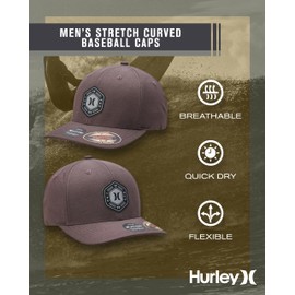 Hurley Men's Baseball Cap - Moisture-Wicking Quick-Dry Curved Bill Fitted Baseball Hats for Men (Sizes: S-XL), Size Small-Medium, Dark Smoke Grey