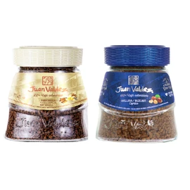 Juan Valdez - Pack de 2, Café Soluble Liofilizado de Colombia, Sabor Avellana, Vainilla Canela, 95g c/u