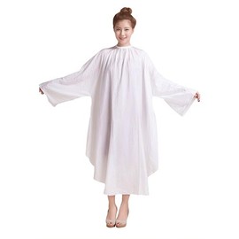 [HANA] Cut Cloth with Sleeves Wrinkle Treatment Cape for Haircuts, Beauty Salons, Barber Shops, Large Chairs, Velcro Tape, For Professionals, Adults, Children, Hair Salon, Self-Cut, Self Color(White)