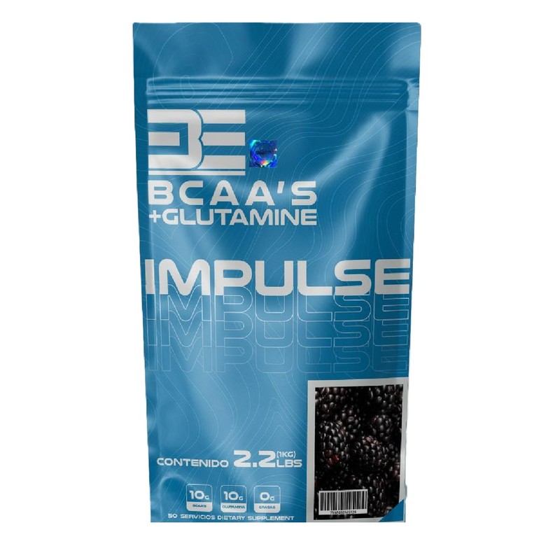 Impulse Bcaas Glutamina 1 Kg 50 Servicios sabor Mora