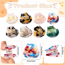Crowye 8 Pcs Cute Cat Small Hair Clips Forehead Bangs Broken Hair Clip Speckled Animal Shaped Mini Hair Claw Clips Alloy Resin Side Clip Barrettes Girls Hair Accessories for Women Girls