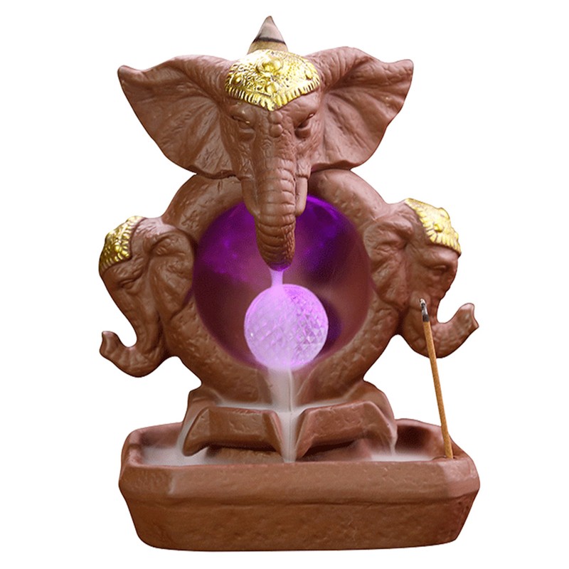 Incense Burner Backflow Waterfall Incense Holder Home Decorations with LED