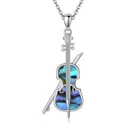 YAFEINI Cello Necklace Sterling Silver Cello and Cello Bow Pendant Necklace Music Gifts for Women Cellist