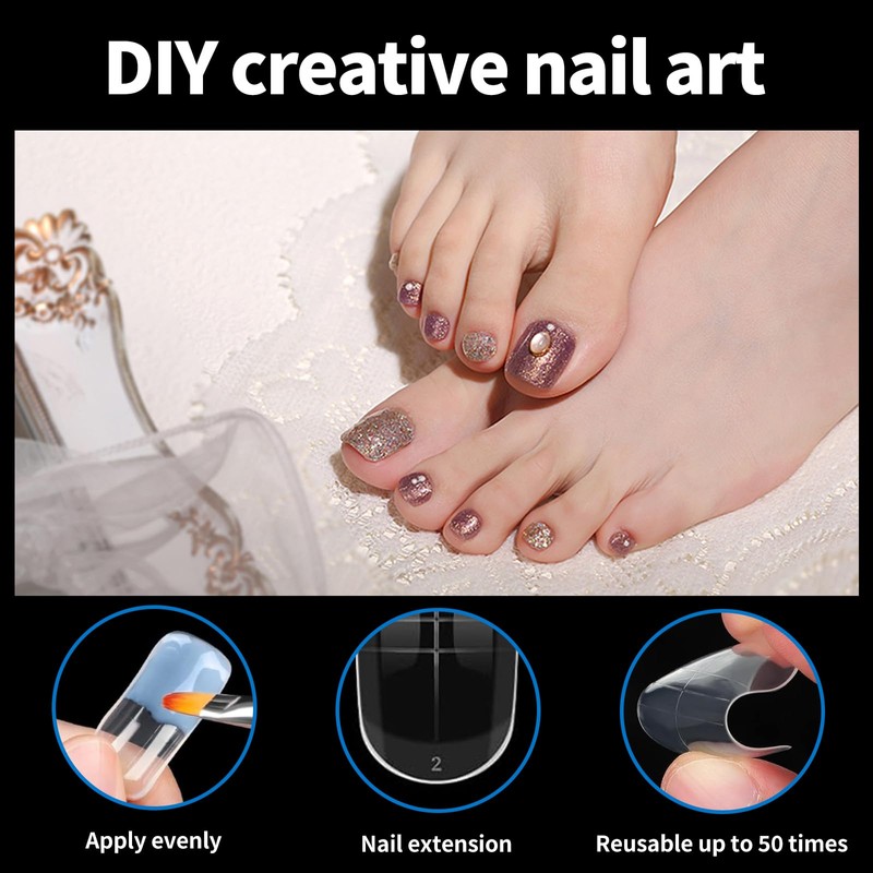 SUNNIFLY Pack of 150 Polygel Nail Shapes for Toes, 15