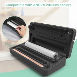 Vacuum Sealer Rolls Bags Compatible with Anova Culinary Vacuum Sealer Machine, 2 Packs 11" x 16.4' Commercial Grade, BPA Free Food Vac Bags for Food Storage, Sous Vide