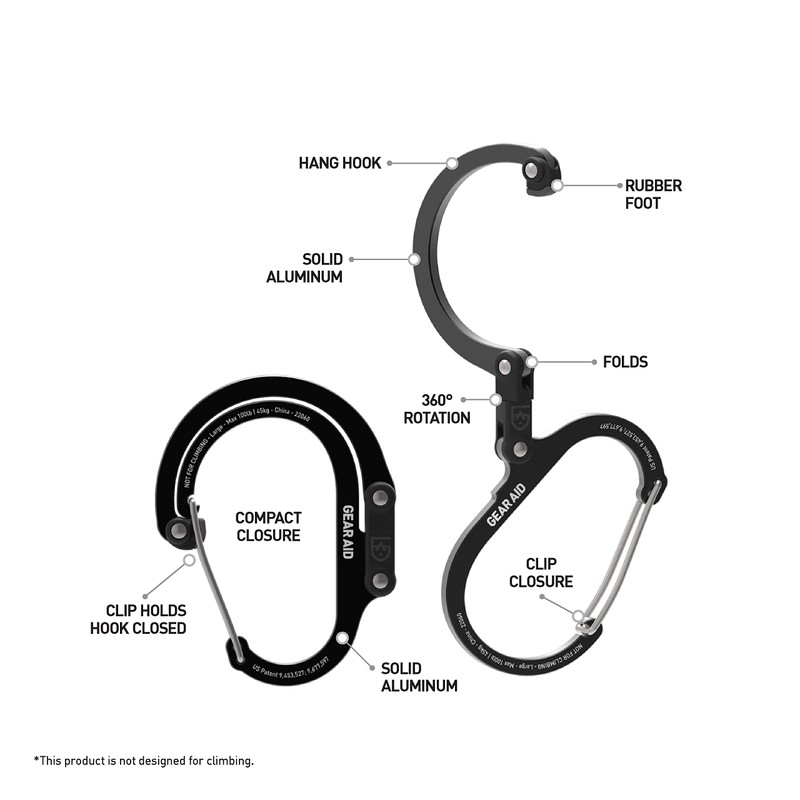 GEAR AID HEROCLIP Carabiner Clip and Hook (Large) for Camping,