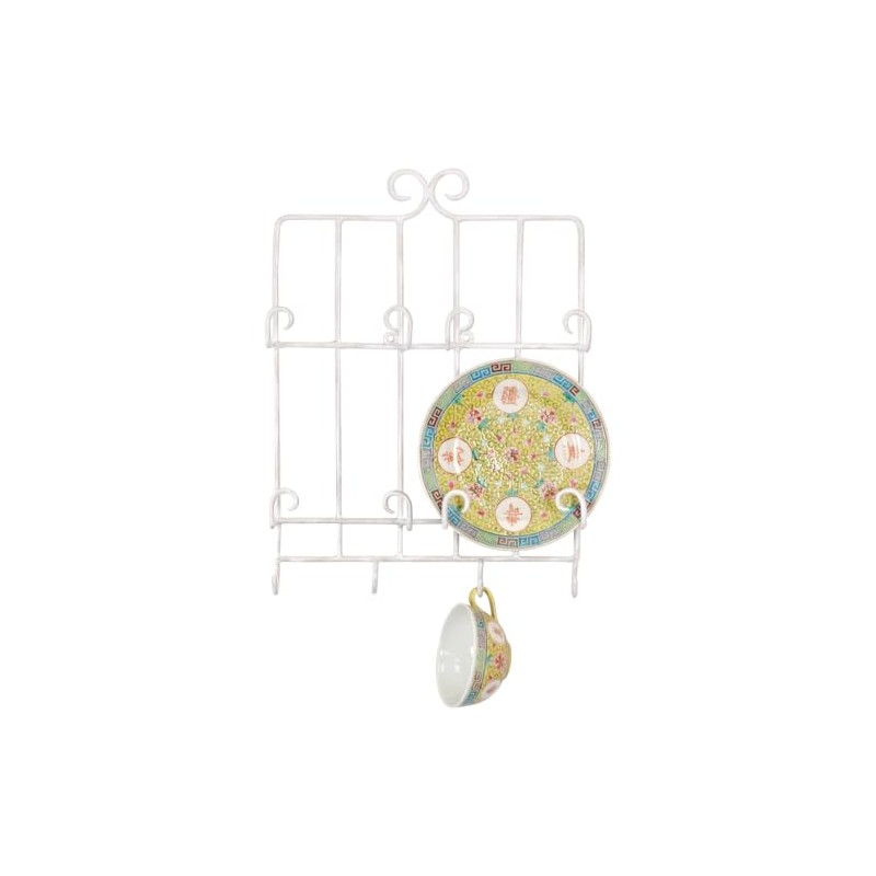 Bard's White Wrought Iron Wall Mounted 4 Cup and 4