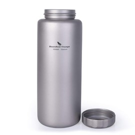 Boundless Voyage 1050ml Pure Titanium Bottle, Wide Mouth, Large Capacity, Direct Drink, Outdoor Climbing, Sports Water Bottle, Leak-Proof, Lightweight, Rust-Resistant, Includes Strap Pouch