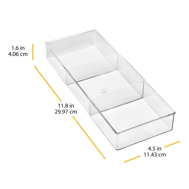 Whitmor 3 Section Small Easy Clean Clear Plastic Resin Drawer
