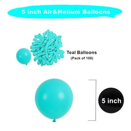 5 inch Teal Balloons, 100 pcs Mini Teal Blue Birthday Balloons Turquoise Latex Balloons for Party Decorations (Teal)