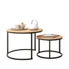 HOJINLINERO Industrial Round Coffee Table Set of 2 End Table