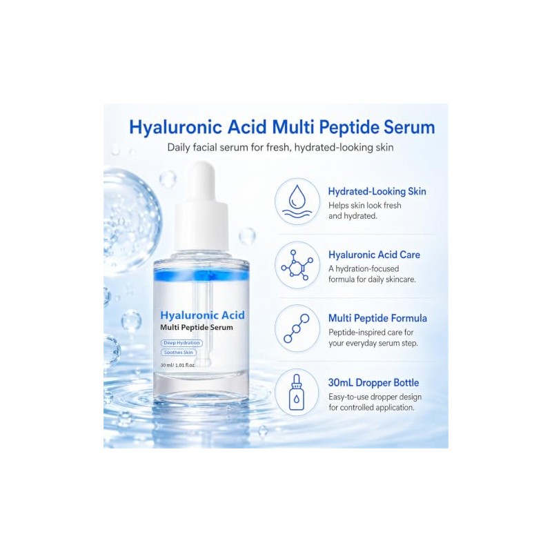 Hyaluronic Acid Serum Face Hydrating PDRN Liquid Peptide Gel Moisturizer