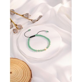 CrystalTears Green Aventurine Crystal Bracelet for Women 4mm Healing Gemstone Beaded Bracelet with Gold Heart Charm Stone Bracelets Jewellery Gifts for Women Girlfriend Mum Birthday
