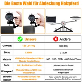 Cover Wooden Horse, Improved 420D Wooden Horse Accessories, Waterproof and UV-Resistant, Universal Large Wooden Horse Cover Outdoor with Waterproof Strips, 5 Reflective Strips, 5 Windproof Buckles