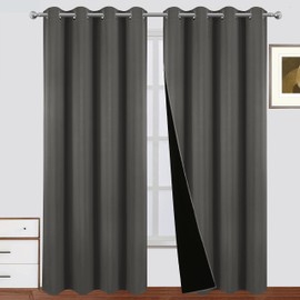 LEMOMO 100% Blackout Curtains 52 x 84 Inch/Grey Curtains Set of 2 Panels Thermal Insulated Room Darkening Bedroom Curtains
