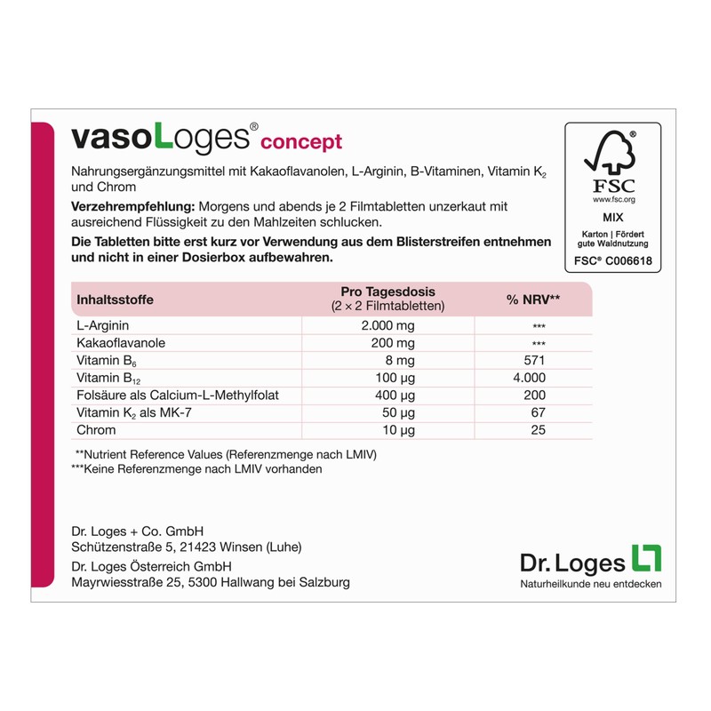 vasoLoges® concept - 120 tablets - with cocoa flavanols to