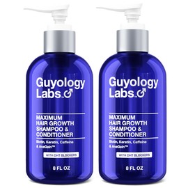 2 x Hair Growth Shampoo For Men - With Conditioner for Thinning Hair - Natural DHT Blockers To Reduce Hair Loss - AnaGain™ - Biotin and Keratin for Growth and Thickening - Made in USA by Guyology Labs