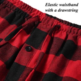 COSOUKE Cotton PJ Pants Mens Flannelette Pajama Pants Winter Mens Pyjamas Bottoms (Red Plaid, S)