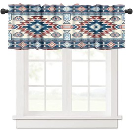LOMADIA Aztec Valance Curtain for Kitchen, Window Treatment Southwestern Ethnic Aztec Tribal Bohemian Patterm Rod Pocket Drapes for Living Room Bedroom Cafe Decor 54x18inch