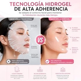 Mascarilla de Colágeno Hidrogel, 4 Piezas Mascarilla Facial Hidratante con Ácido Hialurónico, Reparación Nocturna para Piel Seca y Apagada,...        