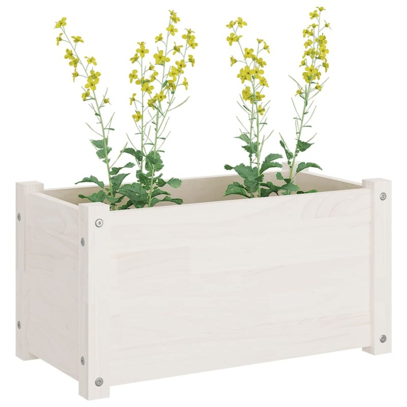Gecheer Garden Planter White 23.6"x12.2"x12.2" Solid Wood Pine