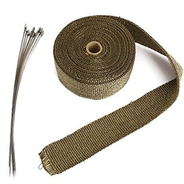 Lance Home Exhaust Wrap, Car Motorcycle Manifold Downpipe Heat Header Roll + 10pcs Stainless Cable Ties(5m, Titanium)