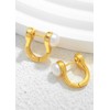 LILIE&WHITE Women's Gold Hoop Earrings with Pearl Detail - Elegant