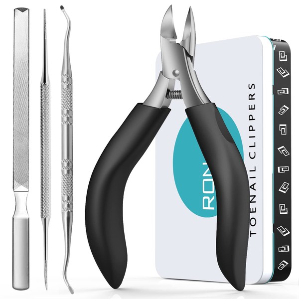 RONAVO Nail Clippers Set - Caring for Coarse Nails, Thick Nail Clippers - Professional Durable Nail Clippers for Men and Elderly, Large Toe Clippers for Elderly, Men and Women