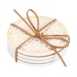 Astrology Wheel Coaster Set - 12 Zodiac Signs Design, Absorbent Ceramic Coasters for Drinks, for Astrology Enthusiasts and Home Decor