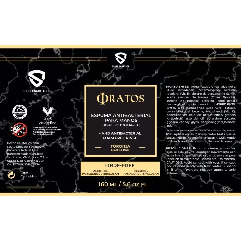 SANE SPORT 5 Espumas Antibacteriales Para Manos Con Aloe Vera