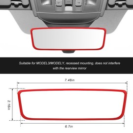 BWBWND Car Rear View Mirror Protector Frame, Silicone Rearview Trim Frame Compatible with Model 3 Y X S Semi, Automotive Mirror Protective Cover Interior Decoration for Women Men (Red)