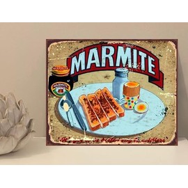 MARMITE Rustic Metal Sign Funny Garden Bar Vintage Man Cave Tin Hanging Wall Plaque Kitchen Pub Shed Garage UK Made