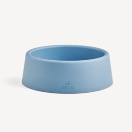 Beco Dog Feeding Bowl - Sturdy Recycled Plastic Feeding Bowl, Non-Slip Rubber Base, Coastal Blue, Small