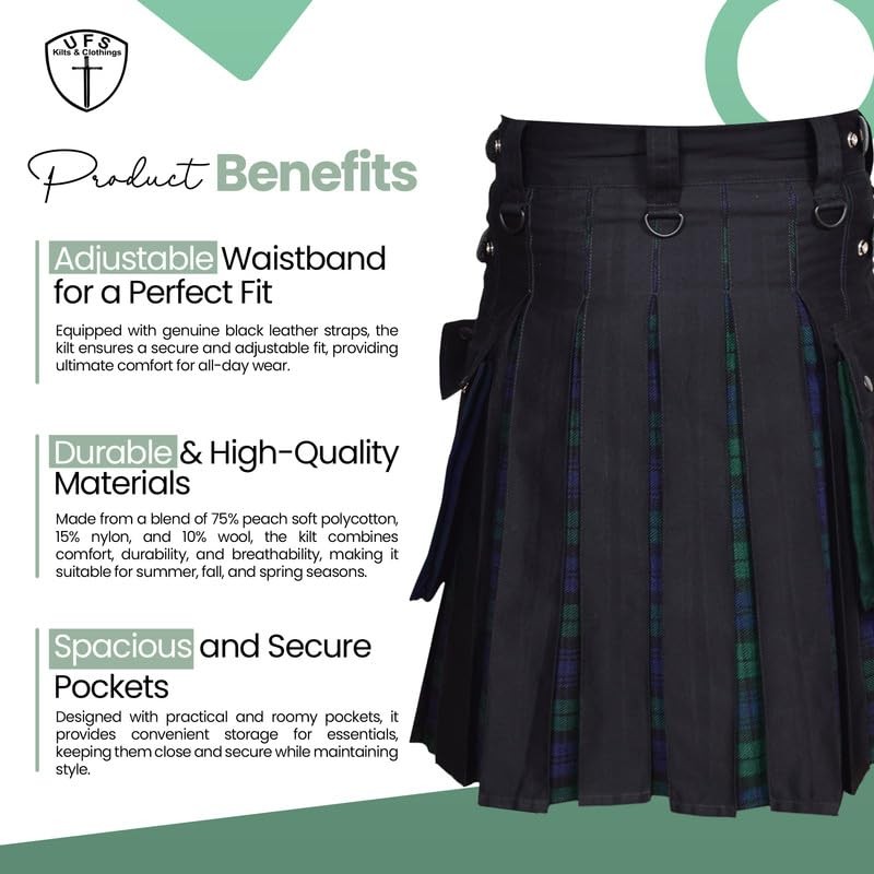 UFS Kilts- Utility Kilt for Men Cotton & Tartan Size