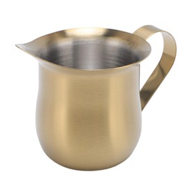 TOPINCN Gold Milk Frothing Pitcher, 304 Stainless Steel Milk Frother Cup with Precise Spout Milk Steaming Pitcher Cup for Home Cafes Restaurants (150ml)