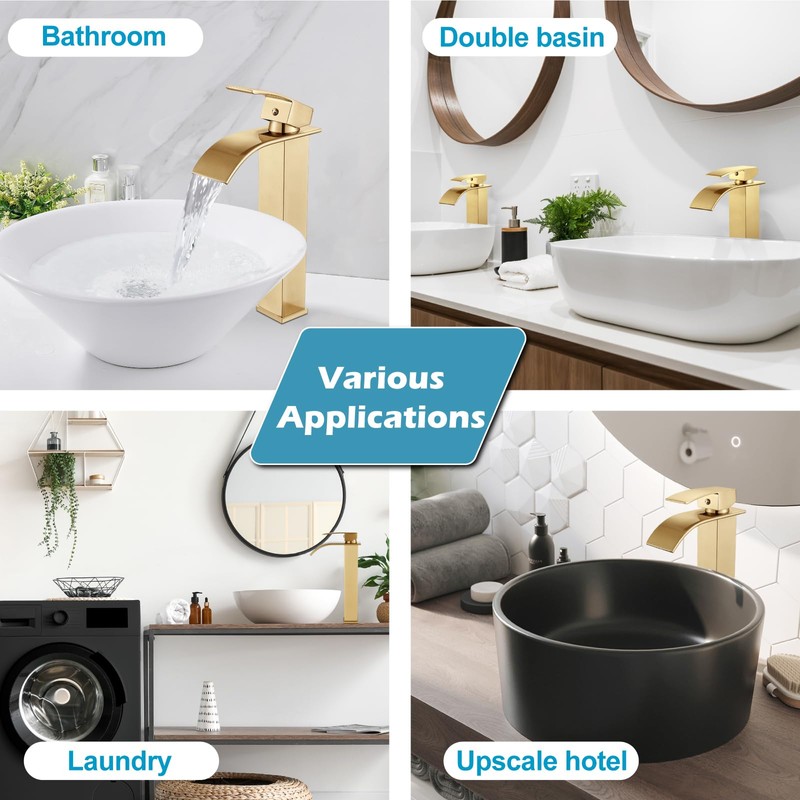 Midanya Vessel Sink Facuet Waterfall Tall Bathroom Faucets Vanity Single