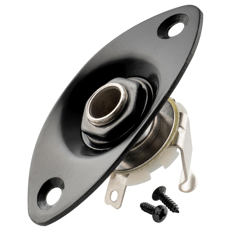 Musiclily 6.35mm Oval Guitar Loaded Jack Socket Plate for Electric
