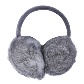 ZLYC Womens Girls Genuine Rabbit Fur EarMuffs Adjustable Ear Warmers (Grey)