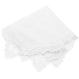 Milesky - Pañuelo de boda blanco de algodón puro, suave para mujer con encaje de ganchillo, Ch09, 11.5 x 11.5 inches