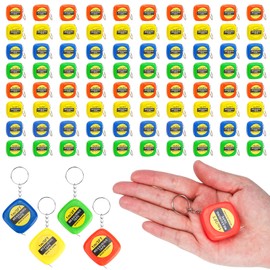 80 PCS Keychain Tape Measure Small Tape Measure Keychains, 3 Ft Measuring Range Mini Retractable Measuring Tape Key Chains, Pocket Portable Measurement Tape Bulk in 4 Colors