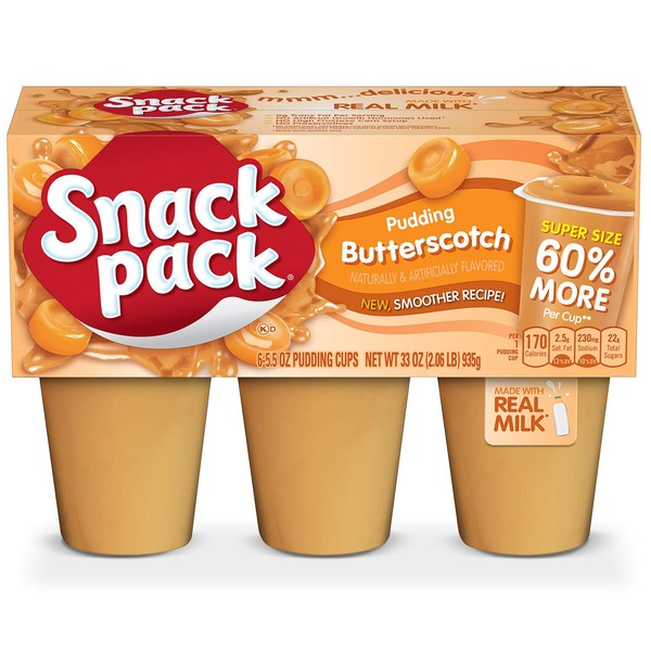 Super Snack Pack Butterscotch Pudding Cups, 33 Ounce, Pack of 8