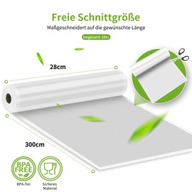 Vacuum Sealer Bags 6 Rolls Vacuum Film 28 x 300 cm (18 m), Professional Foil Rolls Vacuum Sealer Food BPA-Free, Strong & Tear-Resistant, for All Vacuum Sealer & Sous Vide