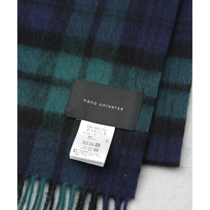 Nano Universe 668-4241202 Men's Soft Cashmere Blend Check Scarf, 060
