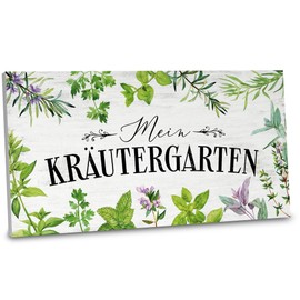 ARTFAVES® Garden Sign "Mein Kräutergarten" | Shabby Chic Vintage Garden Decoration Sign with Saying on the Theme Garden/Hobby Gardener | Size: 30 x 15 cm
