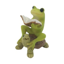 Gemmia Miniature Garden Fairy Book Lover Frog Figurines- Thanks for raise me up(Notice Size)