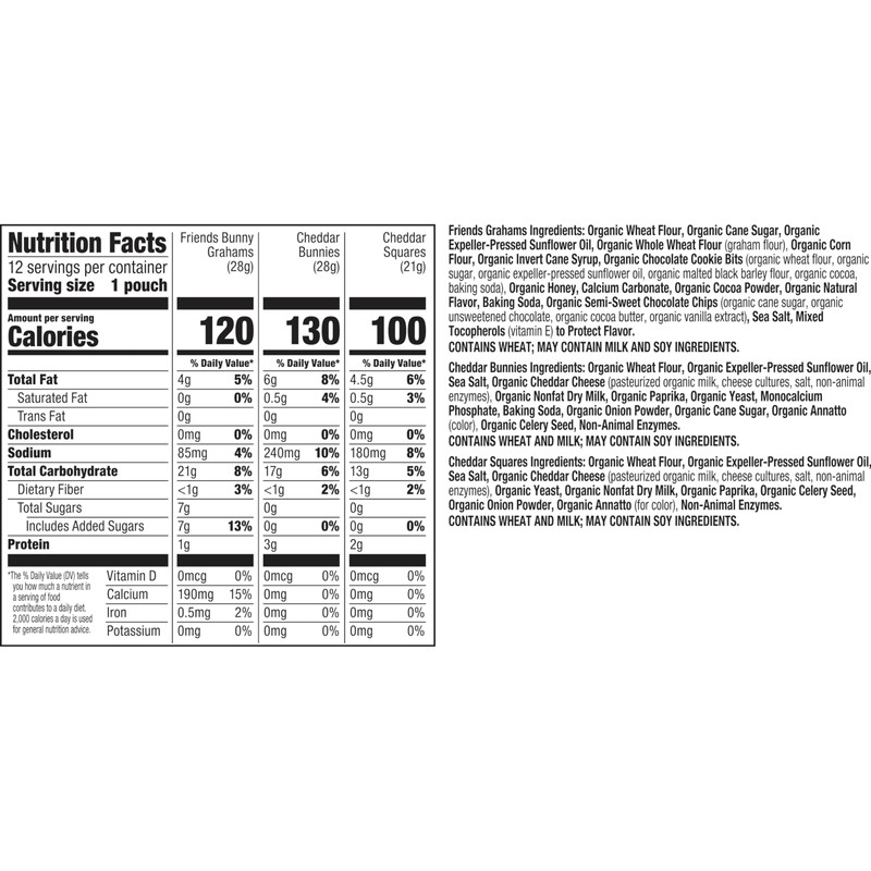 Annie's Organic Variety Pack, Cheddar Bunnies, Bunny Grahams and Cheddar