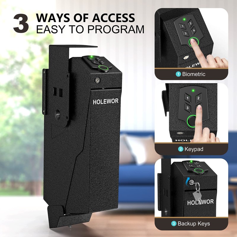 HOLEWOR Gun Safe, Biometric Gun Safe for Handgun Drop Down