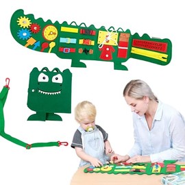 Calmind Juguetes Montessori de Cocodrilo para Niñas y Niños - Juguete Sensorial Educativos, Didácticos y Sensoriales para el Desarrollo Infantil de Tablero Ocupado Plegable, para Niños de 2 a 5 años