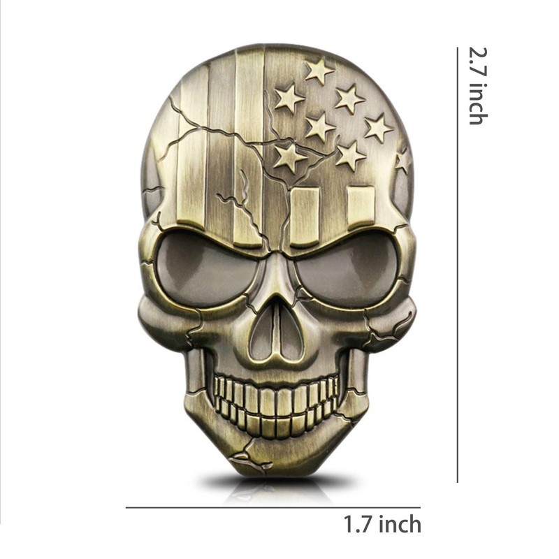 3D Skull Devil Death USA Flag Metal Car Motorcycle Emblem